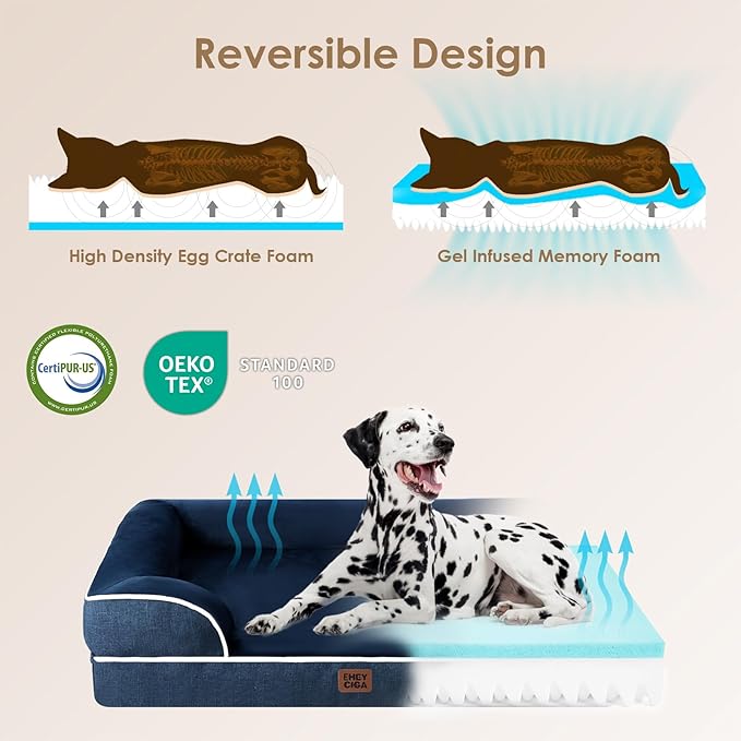 EHEYCIGA Egg-Crate Memory Foam Dog Bed, Waterproof, Large 41 x 27 x 6.5 inches - Image 4