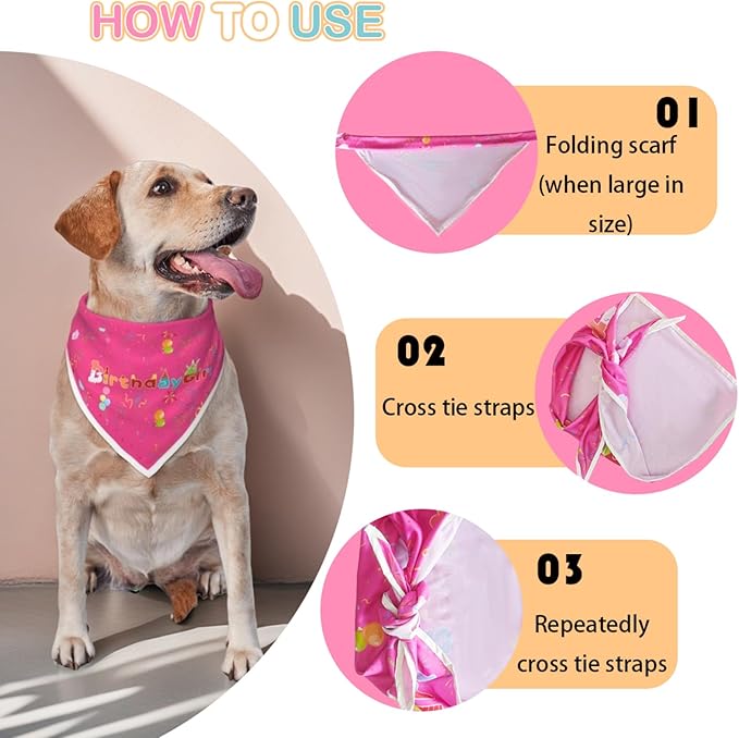 Birthday Dog Bandanas Girl, Cat Dogs Triangle Pet Scarves - Image 6