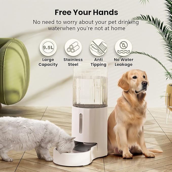CZPET 2.5 Gallon Dog Water Bowl Dispenser, Automatic Dog and Cat Water Dispenser - Image 2