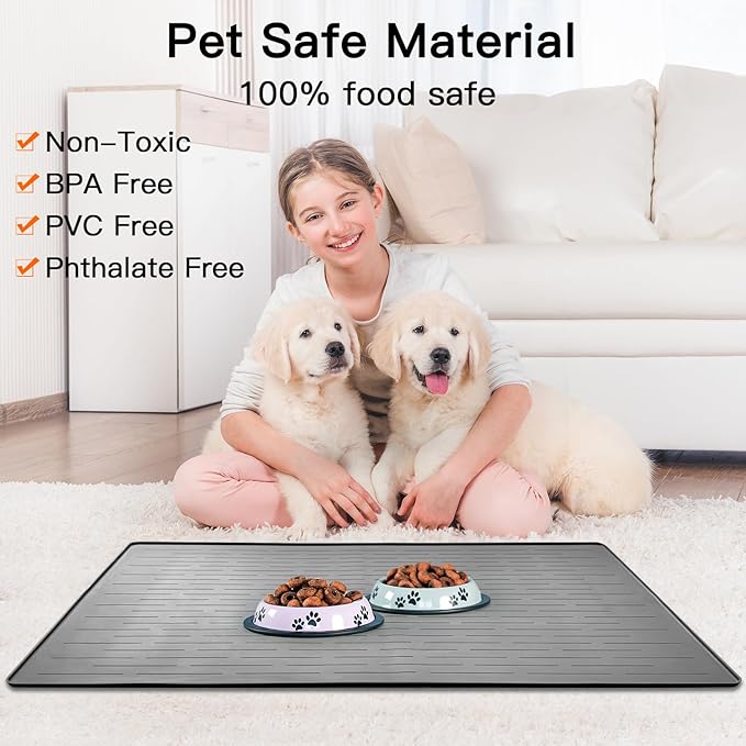 32" x 24" Large Pet Food Mat, Silicone Dog Mats - Image 4