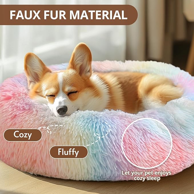 JOLLYVOGUE Calming Dog Bed Large Size Dog, Anti-Anxiety Donut Large Pet Bed - Image 2