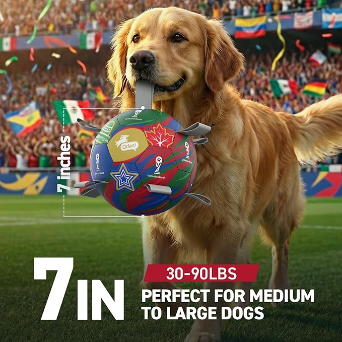 QDAN Dog Soccer Ball with Straps, 7 Inch World Cup Soccer Ball - Image 3