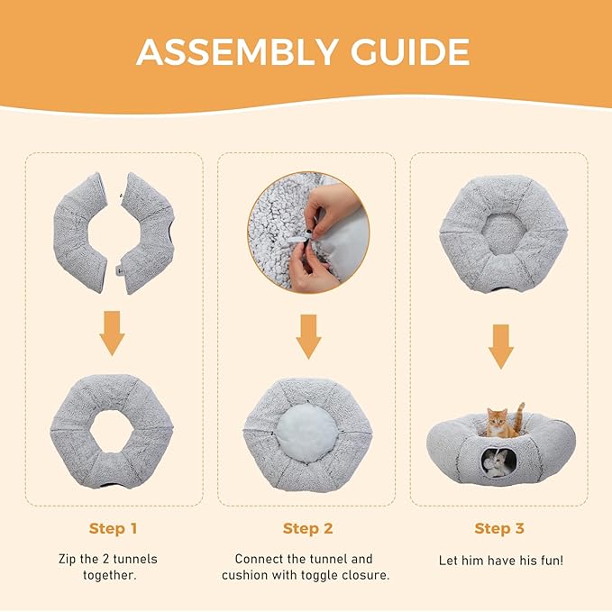 PEQULTI Cat Tunnel with Bed for Indoor Cats, Cat Play Donut Tunnel with - Image 6