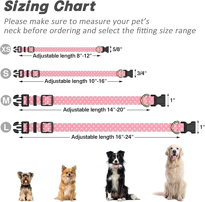 Reflective Dog Collar for Extra Small Dogs, Cute Adjustable Heavy-Duty Nylon - Image 7