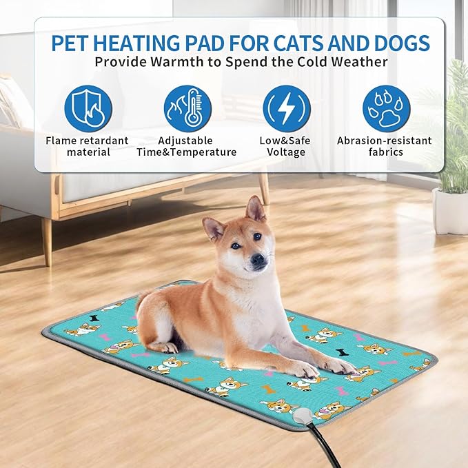 Cat Heating Pad, 22x18 in Heated Cat Bed, Adjustable Thermostat+Constant On - Image 7