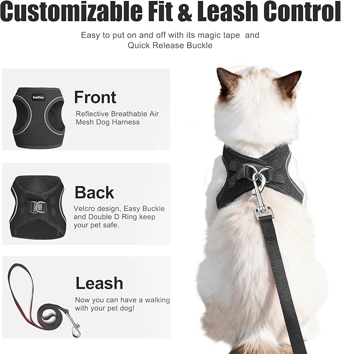 PetiFine Extra Small Step in Dog Harness and Leash Set, Cat Harness and Leash - Image 2