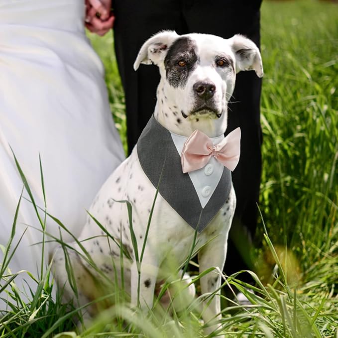 FUAMEY Dog Tuxedo for Medium Dogs, Dog Formal Suit Dogs Attire Pet Bow Tie - Image 2