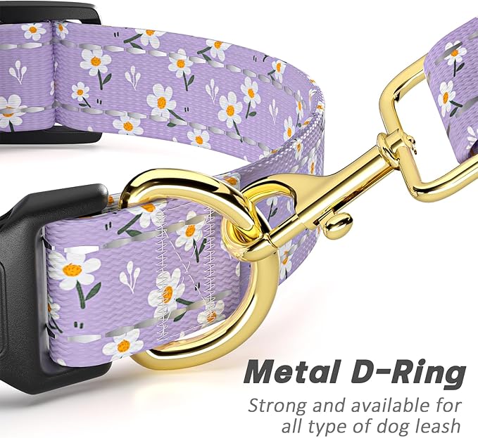 Reflective Dog Collar for Large Dogs, Cute Flower Theme Adjustable Heavy-Duty - Image 5