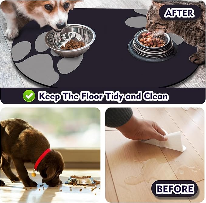 Dog Feeding Mat 24''x16'', Absorbent Pet Food Mat, No Stains Quick Dry Pet - Image 5