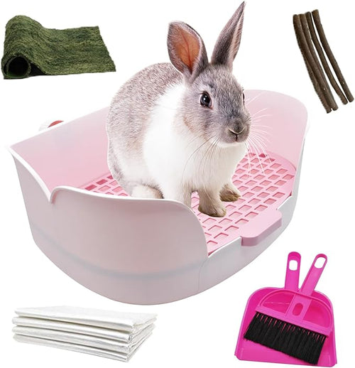 15.1"X11.0" Large Rabbit Litter Box, Plastic Square Rabbits Potty Trainer by MUYG