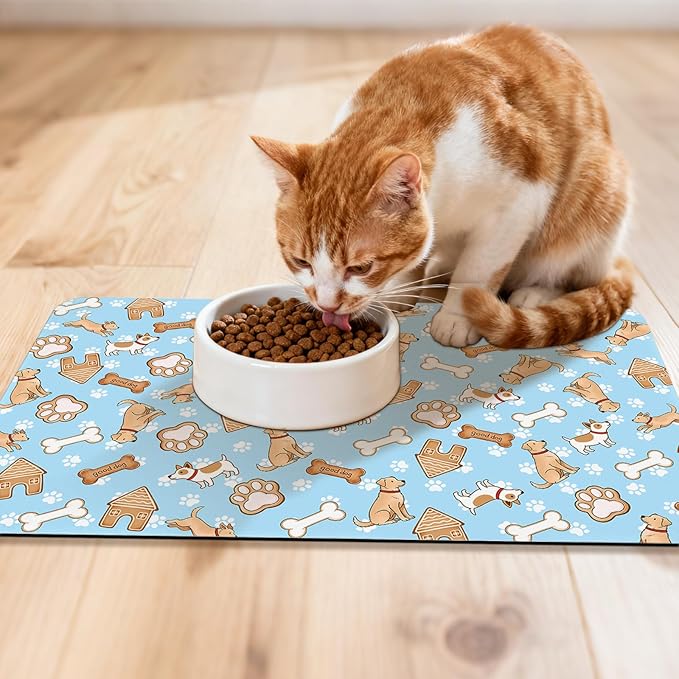 Dog Food Mat for Pet Cat Food Mat, Non-Slip Cat Pet Feeding Mats for Floor - Image 3