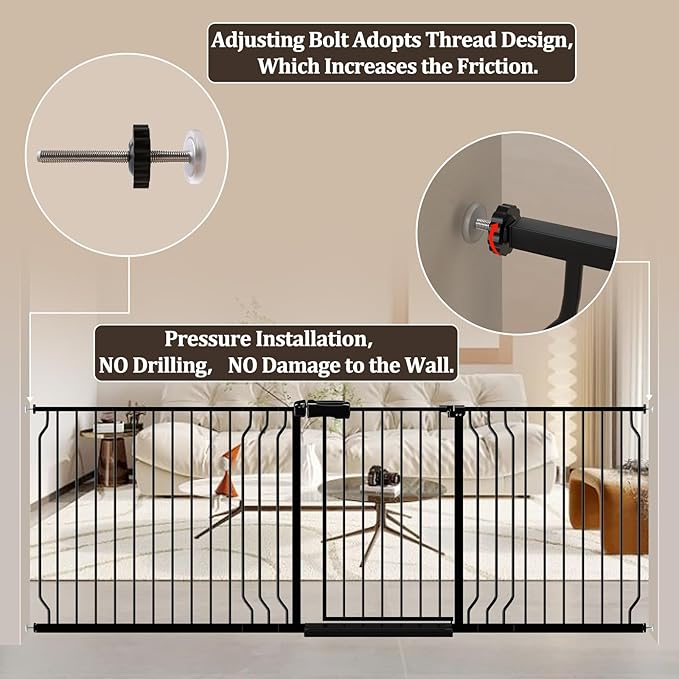 WAOWAO Baby Gate 43.3-52.75" Extra Wide Pressure Mounted Walk Through Swing - Image 6