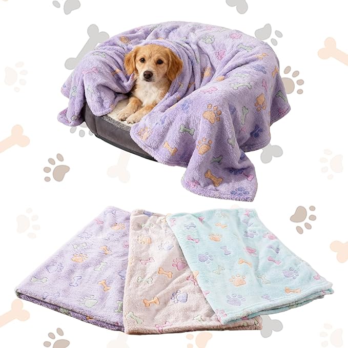 Rezutan Dog Blankets for 3 Pack Medium Blanket Cat Soft Fuzzy Blankets Washable - Image 7