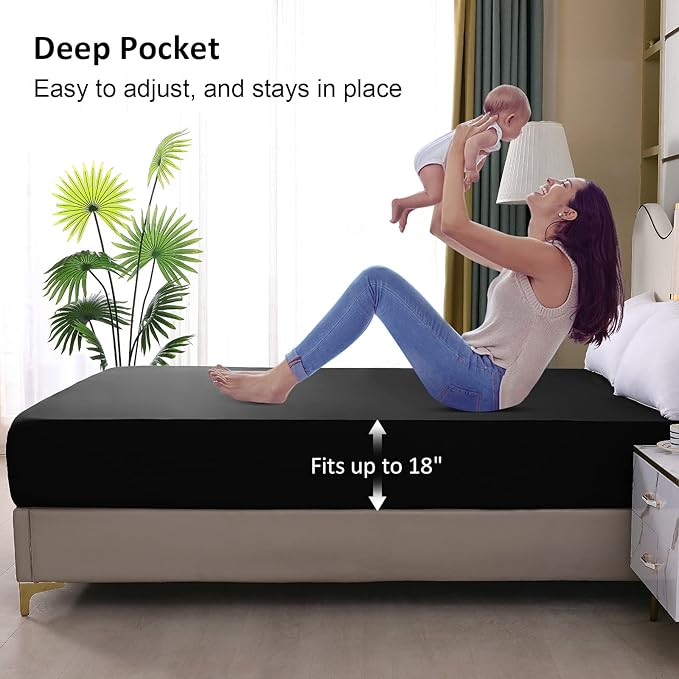 Waterproof Mattress Protector Queen, Fitted Sheet Style Breathable Mattress - Image 4