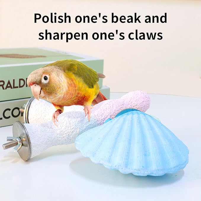 Bird Perches for Cage, Abrasive Surface High Calcium Mineral Parrot Perch Stand - Image 4