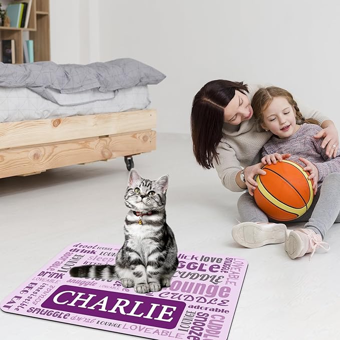 Personalized Dog Cat Food Mat Waterproof Non Slip Pet Bowl Name Mat Absorbent - Image 6