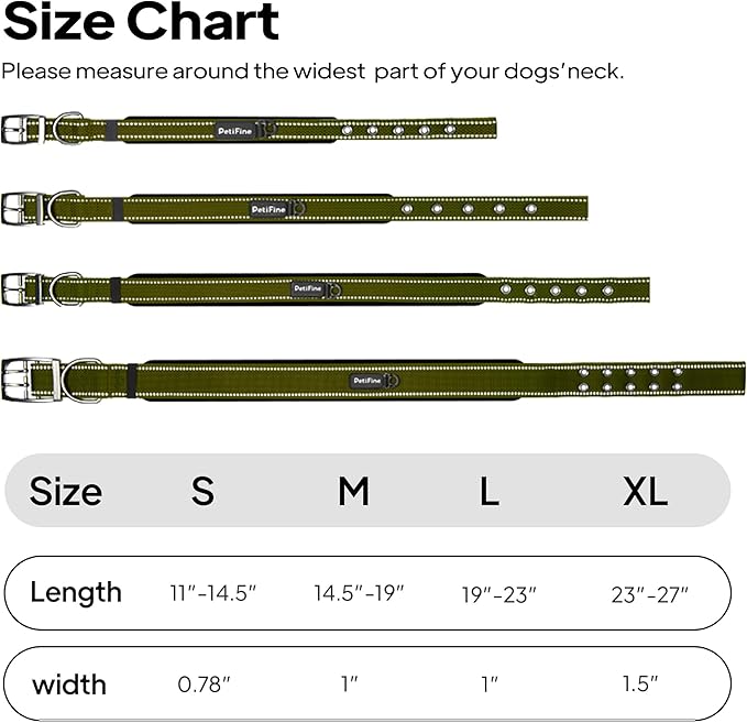 PetiFine Dog Collar for Large Dogs, Neoprene Padded and Adjustable, Reflective - Image 7