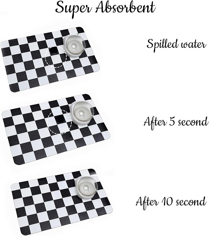 Ralxion Checkered Dog Feeding Mat, Absorbent Mats - Image 5