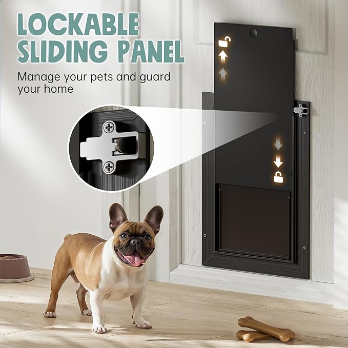 Dog Door For Door All Aluminum 3 Flaps, Medium Doggy Doggie Door, Cat Door Black - Image 5