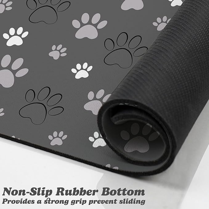Dog Food Mat, Absorbent Water Bowl Mats Cat Pet Feeding Placemats Dark Gray 24 - Image 3