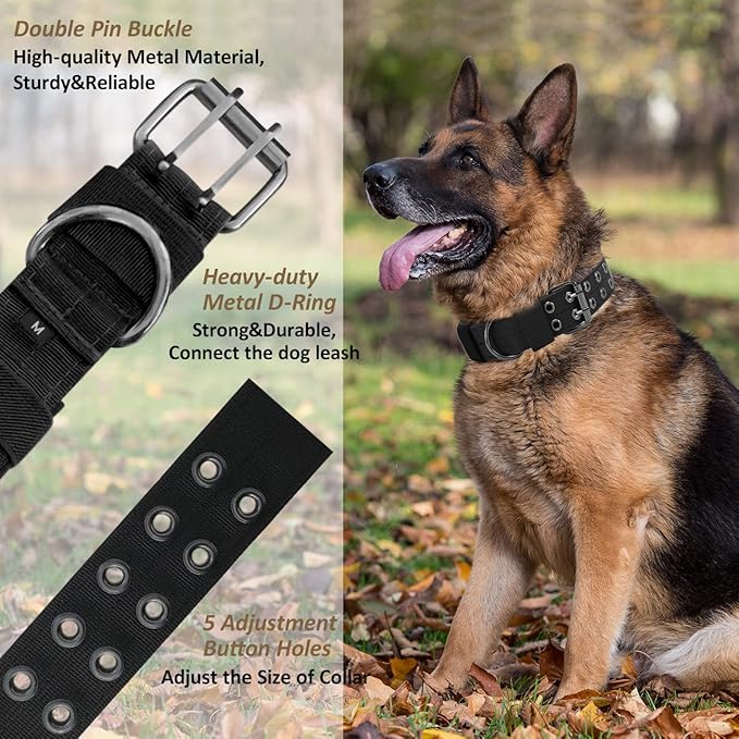 Tactical Dog Collar with Handle, Military Adjustable Heavy Duty Metal Buckle - Image 3