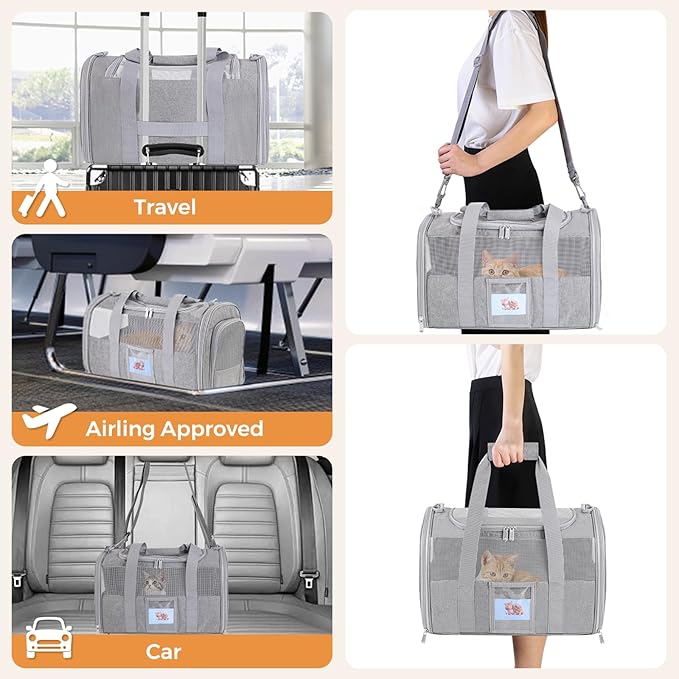 Cat Carrier Soft for Pets Up to 15 Lbs, Cat Travel Bag - Image 7
