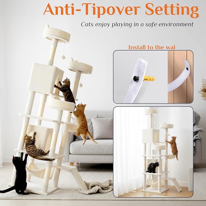 DUMOS Tall Cat Tree 75 Inch, Large Multi-Level Cat Tree Tower - Image 4