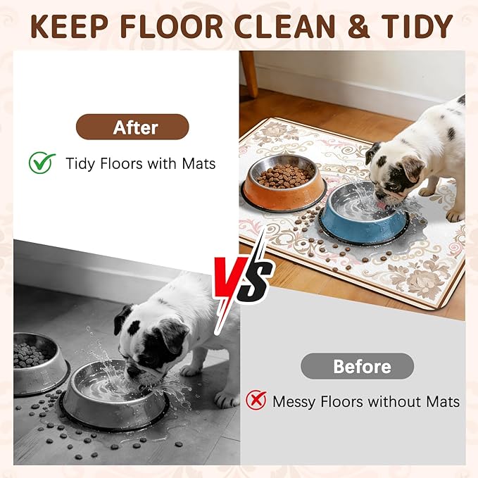 Dog Food Mat for Bowls, Absorbent Quick Dry Dog Cat Mats for Food and Water - Image 3