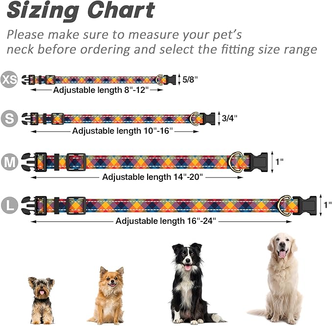 Reflective Dog Collar for Medium Dogs, Cute Boho Adjustable Heavy-Duty Nylon - Image 7