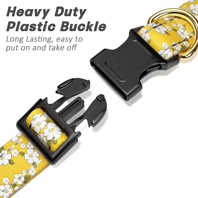 Reflective Dog Collar for Medium Dogs, Cute Flower Theme Adjustable Heavy-Duty - Image 4