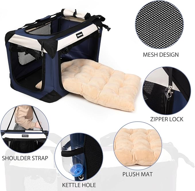 Large Cat Carrier, Collapsible Dog Travel Crate Portable Soft-Sided Pet Carrier - Image 3