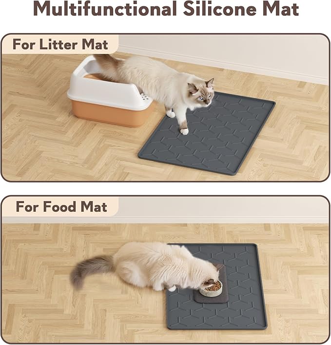 Cat Litter Box Mat, Silicone Kitty Litter Mat, Dark Gray - Image 6