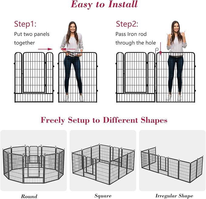 Dog Playpen 40 inch Dog Fence for Outdoor Indoor Use Heavy Duty Metal Dog Pen - Image 4