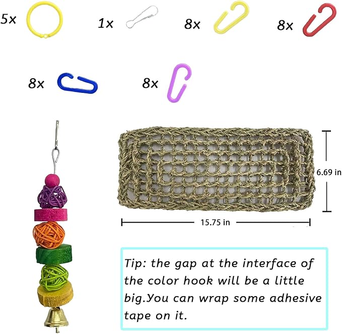 kathson Bird Seagrass Mat, Birds Swing Toy, Natural Grass Handmade Woven - Image 3