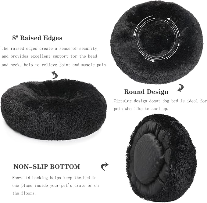 Calming Donut Dogs Beds for Small Dogs Washable, 28inch Plush Round Pet Bed for - Image 5