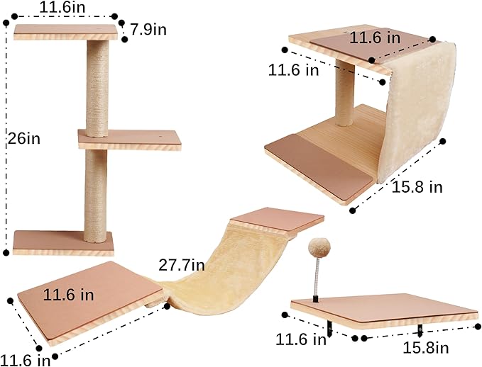 Cat Shelves for Wall，Solid Wood Cat Wall Furniture - Image 2