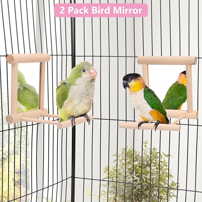 Wontee Bird Mirror Bird Toys for Budgies Parakeets Cockatiels Lovebirds Conures - Image 2