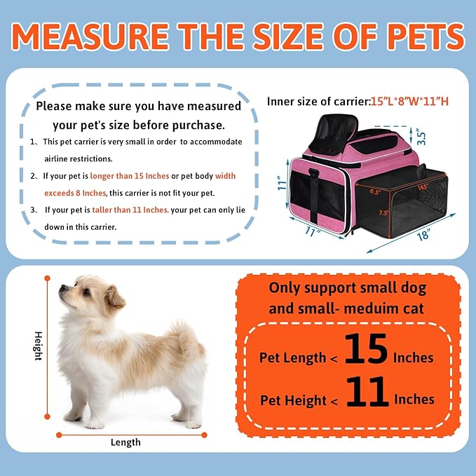 Petskd Top and Side Expandable Pet Carrier 18x11x11 Inches Delta United Airline - Image 3