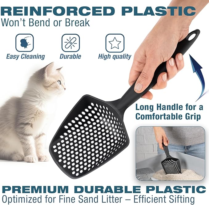 Set of 2 Cat Litter Scoop with Small Holes, Deep Sifting Shovel - Image 2