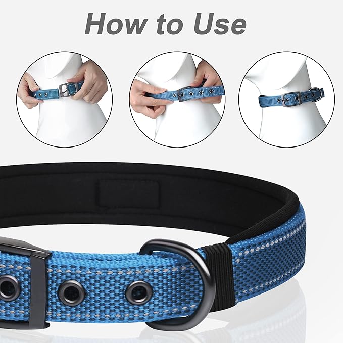 PetiFine Dog Collar for Large Dogs, Neoprene Padded and Adjustable, Reflective - Image 6