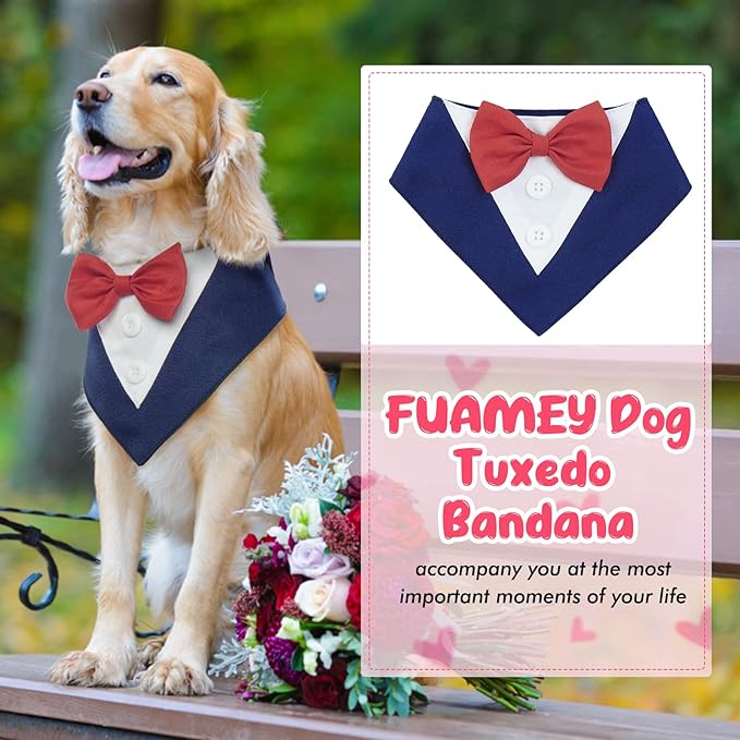 FUAMEY Dog Tuxedo for Medium Dogs, Dog Formal Suit Dogs Attire Pet Bow Tie - Image 6