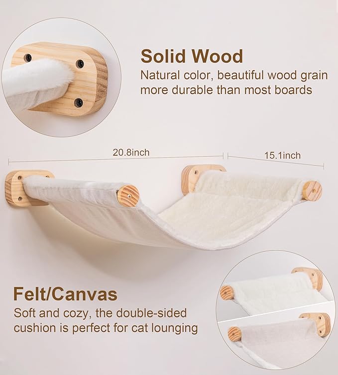 Cat Wall Hammock Set of 4 – 1 Floating Fabric Hammock, 2 Ladders - Image 4