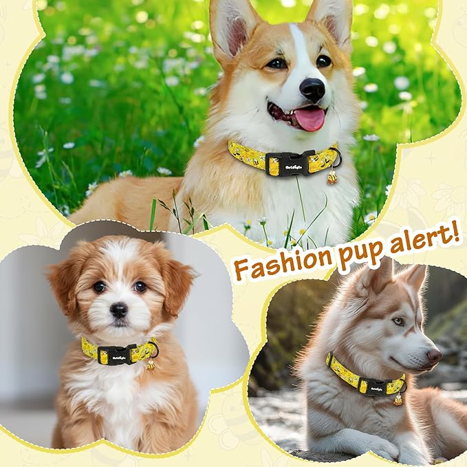 Yellow Dog Collar for Medium Dogs, Spring & Summer Theme Medium Dog Collars - Image 6