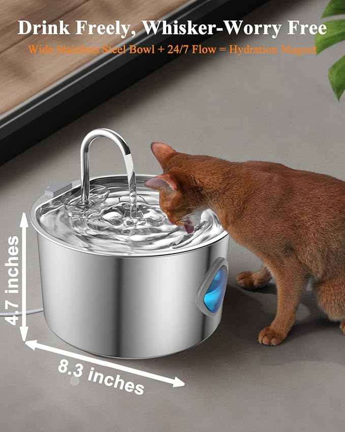 Cat Water Fountain Stainless Steel, 3.2L/108oz Automatic Pet Drinking Dispenser - Image 7