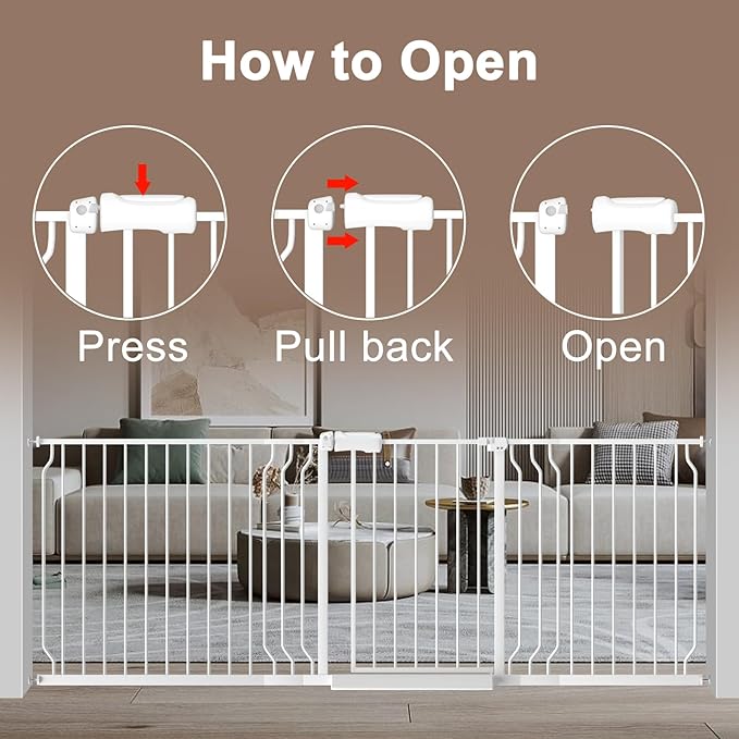 WAOWAO Baby Gate 100-109.41" Extra Wide Pressure Mounted Walk Through Swing - Image 5