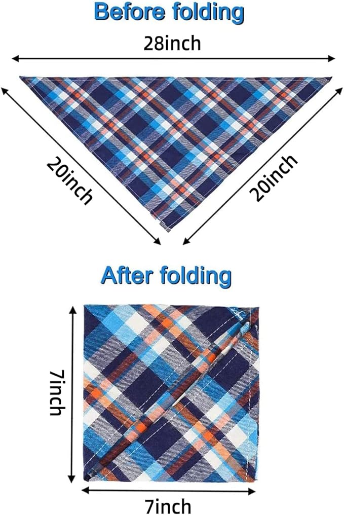 8 Pack Triangle Dog Bandanas, Reversible Plaid Painting Bibs Scarf Large Dog - Image 2