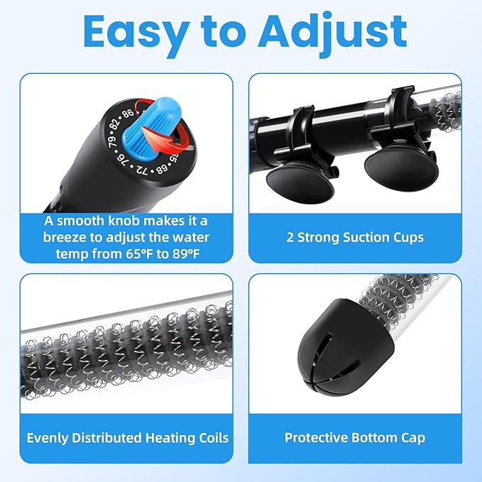 AQUANEAT Aquarium Heater, 50W Fish Tank Heater, Adjustable Submersible Water - Image 6