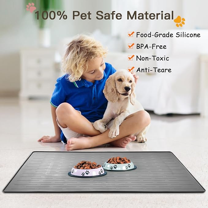 Largest Dog Food Mat, 39.5"x29.5" Silicone Dog and Cat Mat - Image 4
