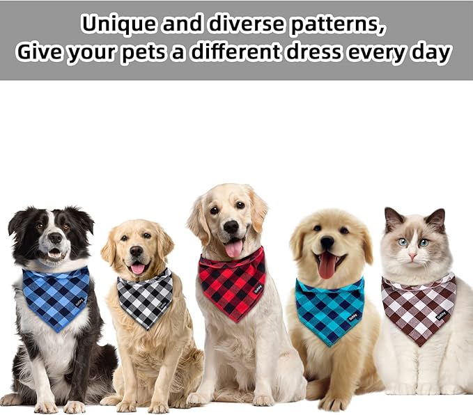 Buffalo Plaid Dog Bandanas Fall Christmas X-Large 6PCS Dog Gifts Red Blue Green - Image 7