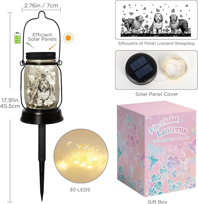 Polish Lowland Sheepdog Gifts for Women/Men, Pet Solar Lanterns Polish Lowland - Image 6